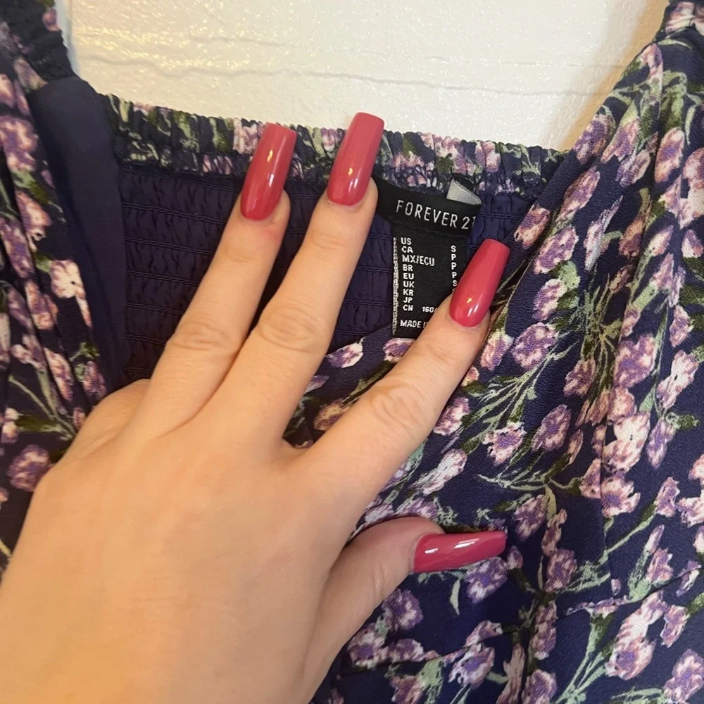 Floral Black and Purple Women's Dress - Picture 5 of 5